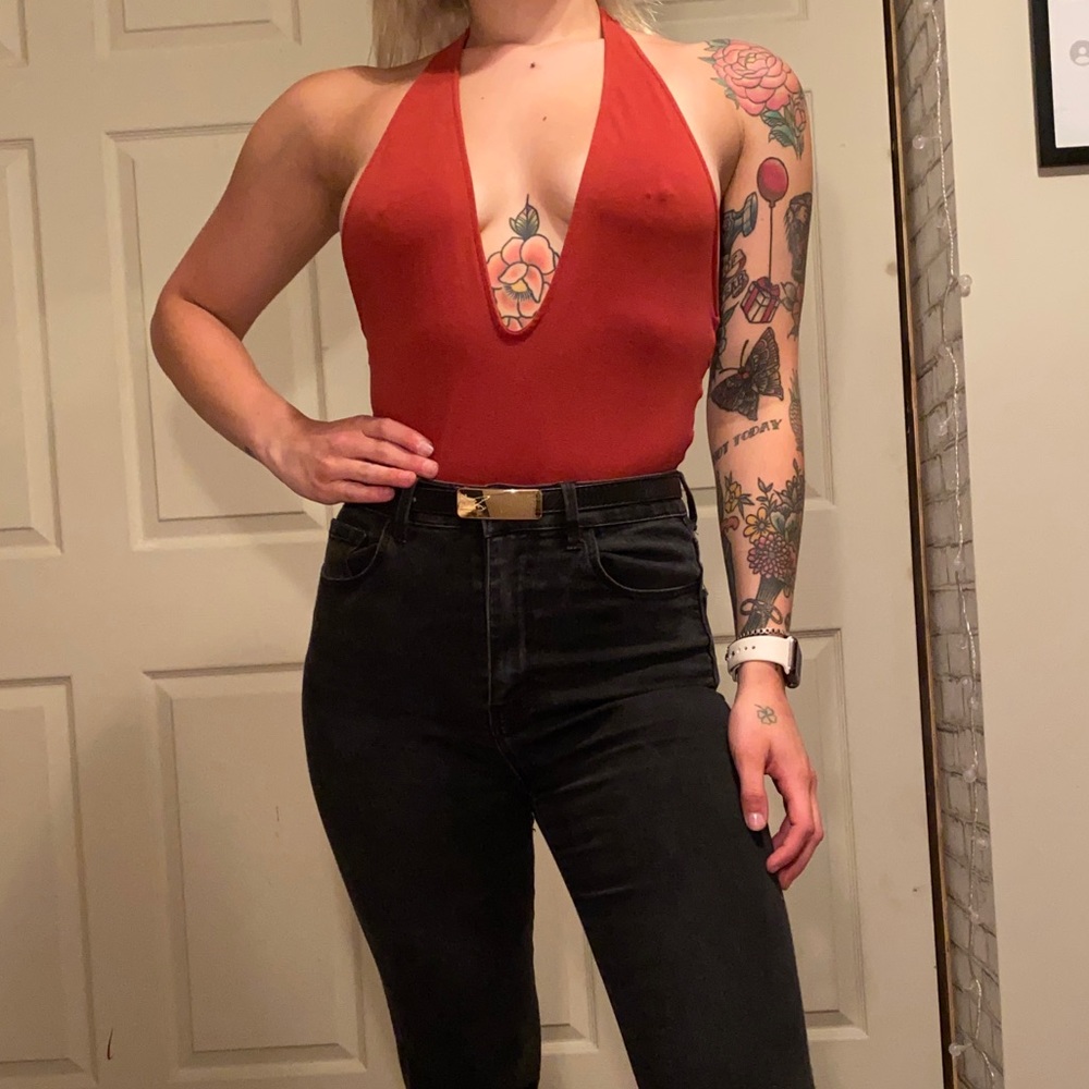 Rust/Red Halter Bodysuit